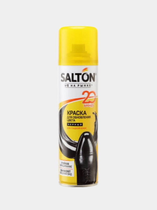 Краска для обновления цвета для обуви из гладкой кожи Salton, черная, аэрозоль 250 мл