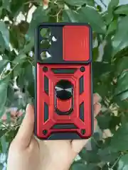 Красный чехол противоударный armors для Samsung S23 FE / Самсунг S23 ФЕ с защитой камеры