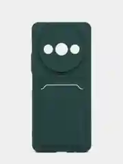 Тёмно-зелёный чехол для Xiaomi Redmi A3/Poco C61 (Сяоми Редми А3/Поко С61), с карманом для карт