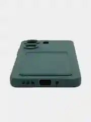 Тёмно-зелёный чехол для Xiaomi Redmi 13C/Poco C65 (Сяоми Редми 13С/Поко С65), с карманом для карт