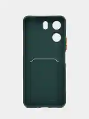 Тёмно-зелёный чехол для Xiaomi Redmi 13C/Poco C65 (Сяоми Редми 13С/Поко С65), с карманом для карт