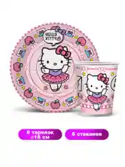 Набор для праздника Hello Kitty (тарелка мал., стакан по 6 шт.)