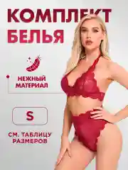 Красный комплект женского эротического кружевного  нижнего белья