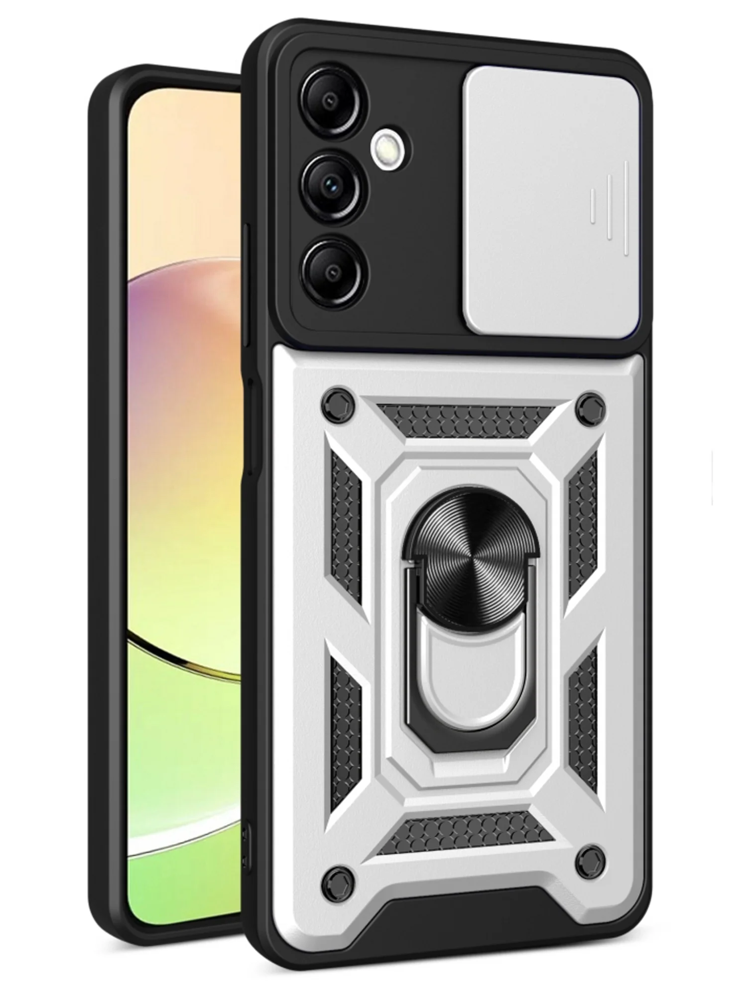 Серебряный чехол противоударный armors для Samsung M14 5G / Самсунг М14 5G с защитой камеры