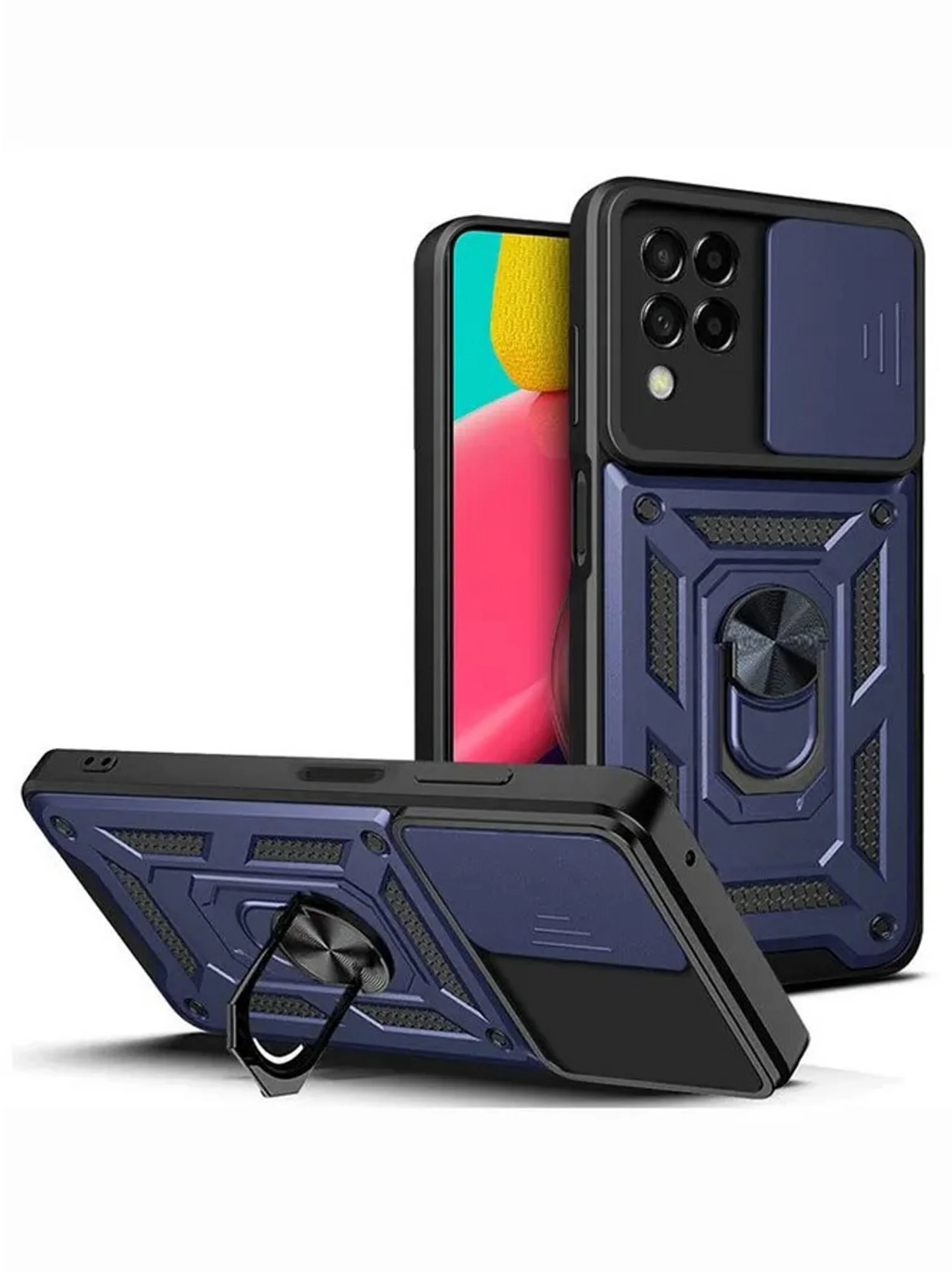 Темно-синий чехол противоударный armors для Samsung M33 5G / Самсунг М33 5G с защитой камеры