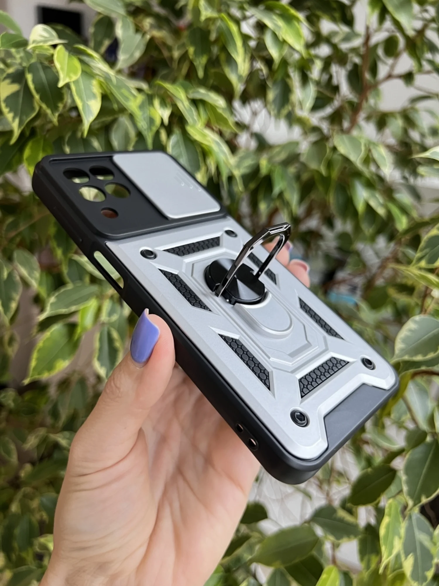 Серебряный чехол противоударный armors для Samsung M33 5G / Самсунг М33 5G с защитой камеры