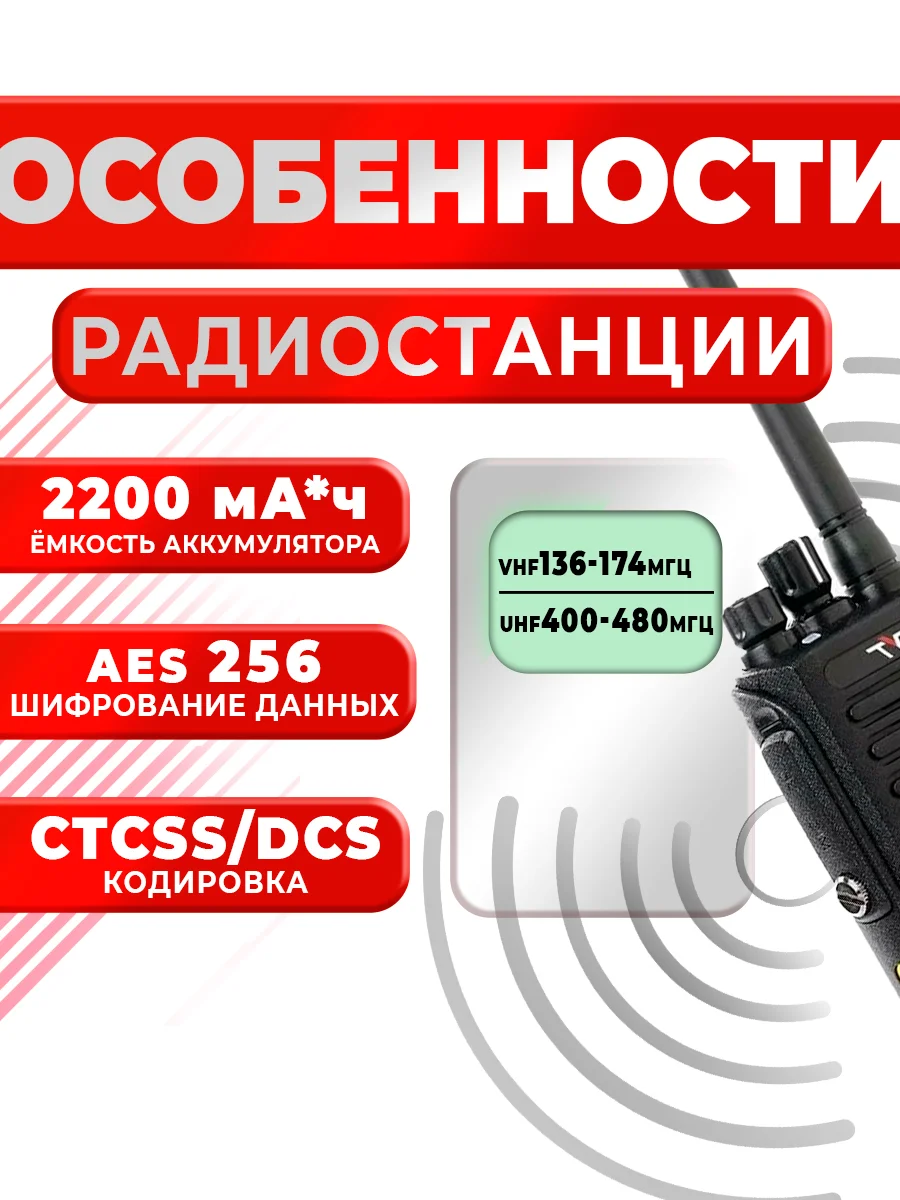 Портативная радиостанция TYT MD-UV390 DMR 5 Вт / Черная и радиус до 8 км / UHF VHF