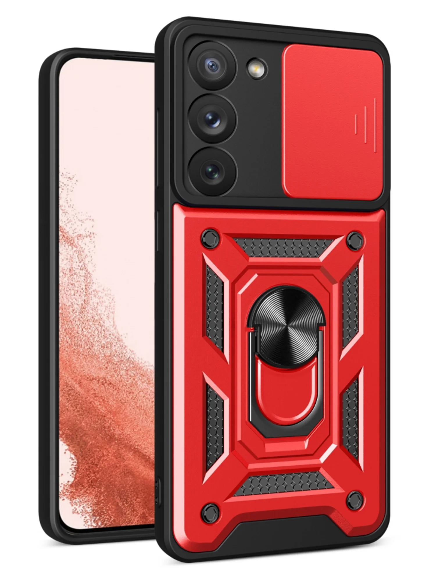 Красный чехол противоударный armors для Samsung S23 / Самсунг S23 с защитой камеры