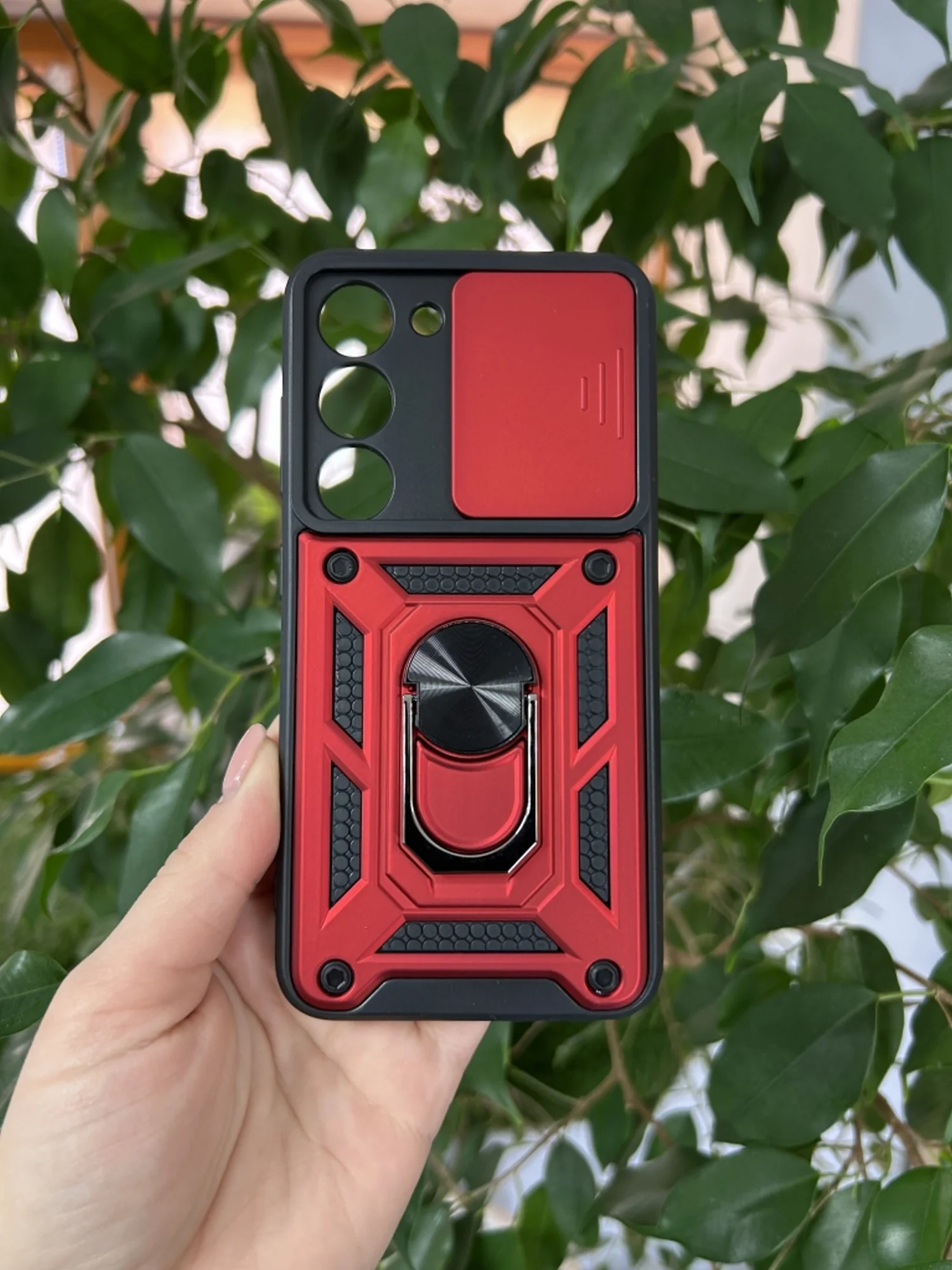 Красный чехол противоударный armors для Samsung S23 / Самсунг S23 с защитой камеры