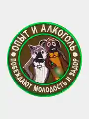 Зелёный хаки нашивка шеврон на одежду Опыт и алкоголь, на липучке