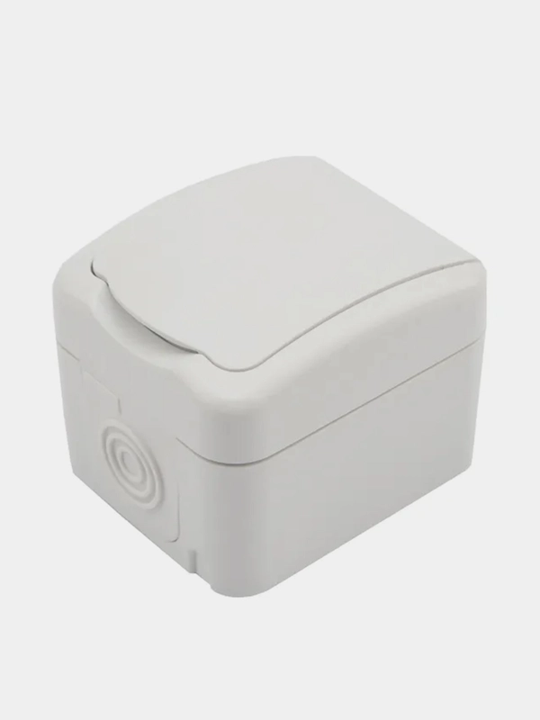 Розетка одноместная KRANZ Mini OG IP54, с заземлением, о/у, белая