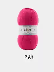 Фуксия пряжа Alize Lanagold 800 Акрил 51% Шерсть 49% 100г 800м