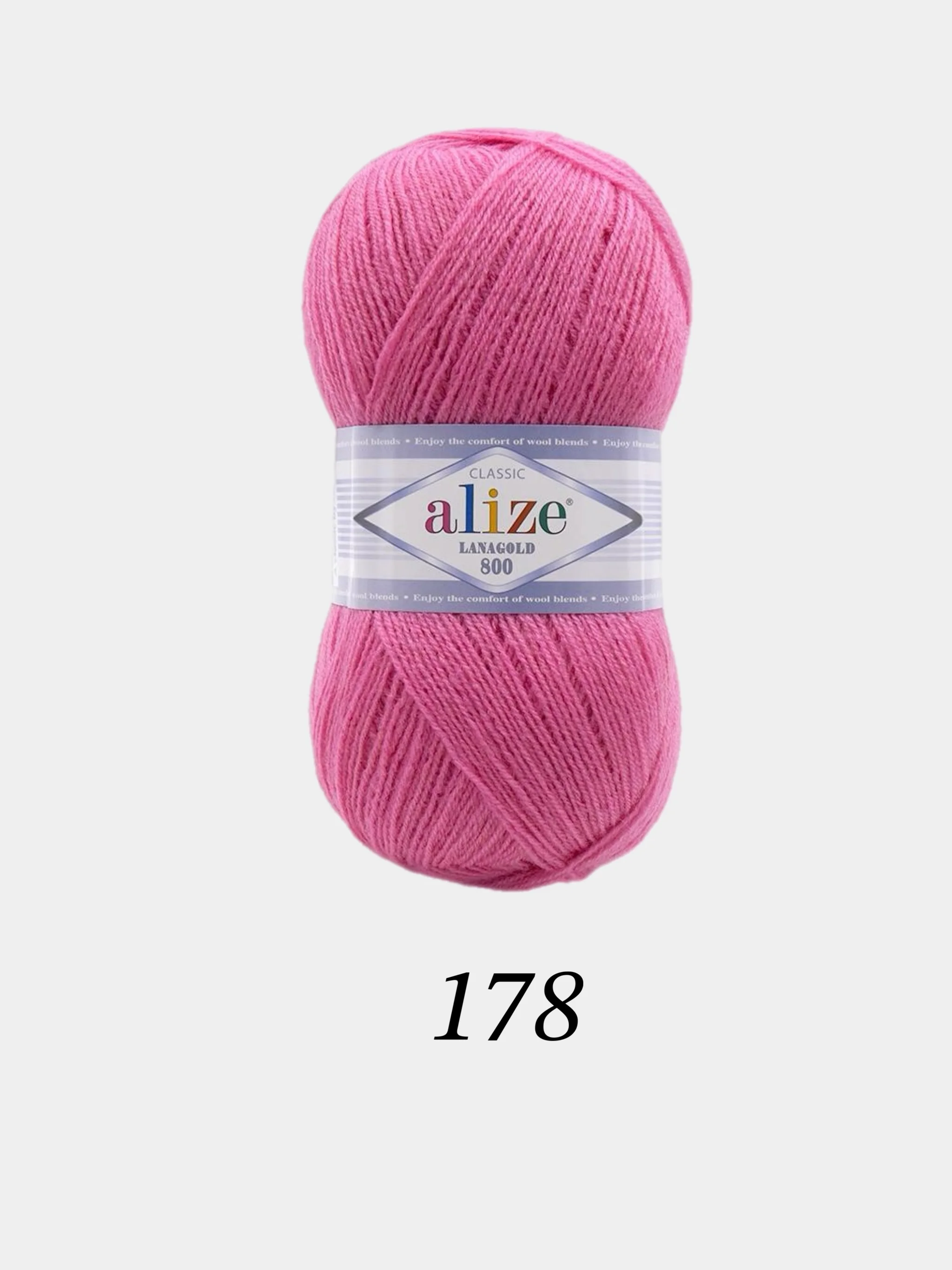 Конфетный пряжа Alize Lanagold 800 Акрил 51% Шерсть 49% 100г 800м
