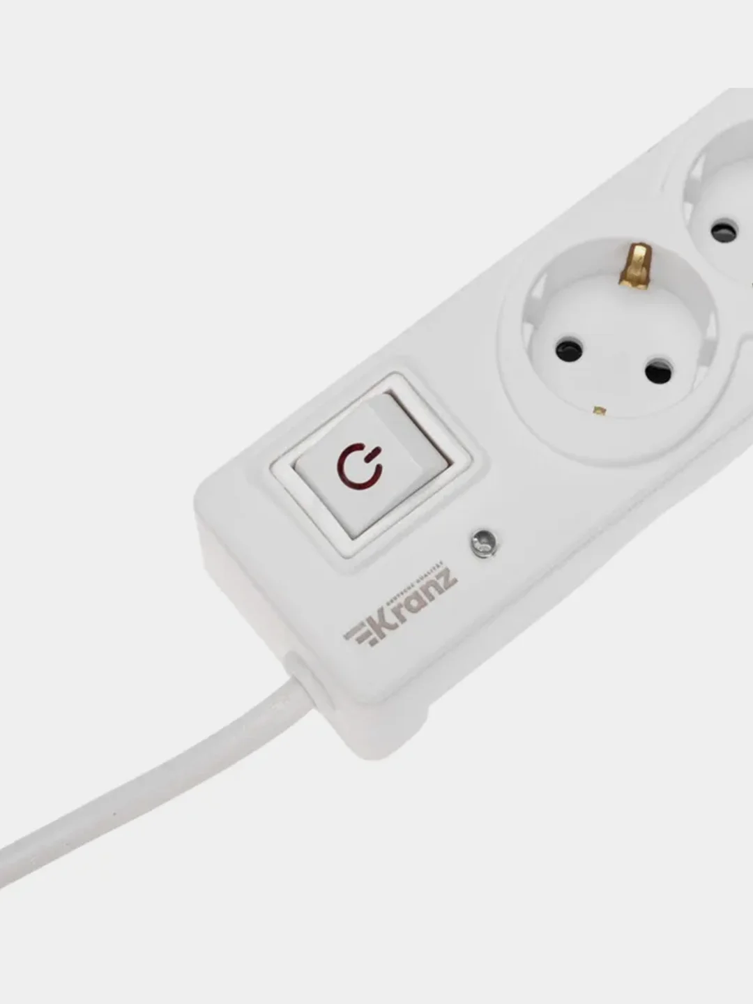 Фильтр сетевой  KRANZ 5 гнезд + 2 USB, с автовыключателем, белый
