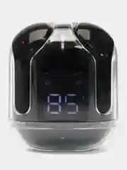 Черный беспроводные наушники, с прозрачным кейсом