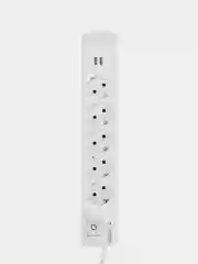 Фильтр сетевой KRANZ, 5 гнезд, 5 м, 3 х 1,5 мм, с автовыключением, 2 USB, белый