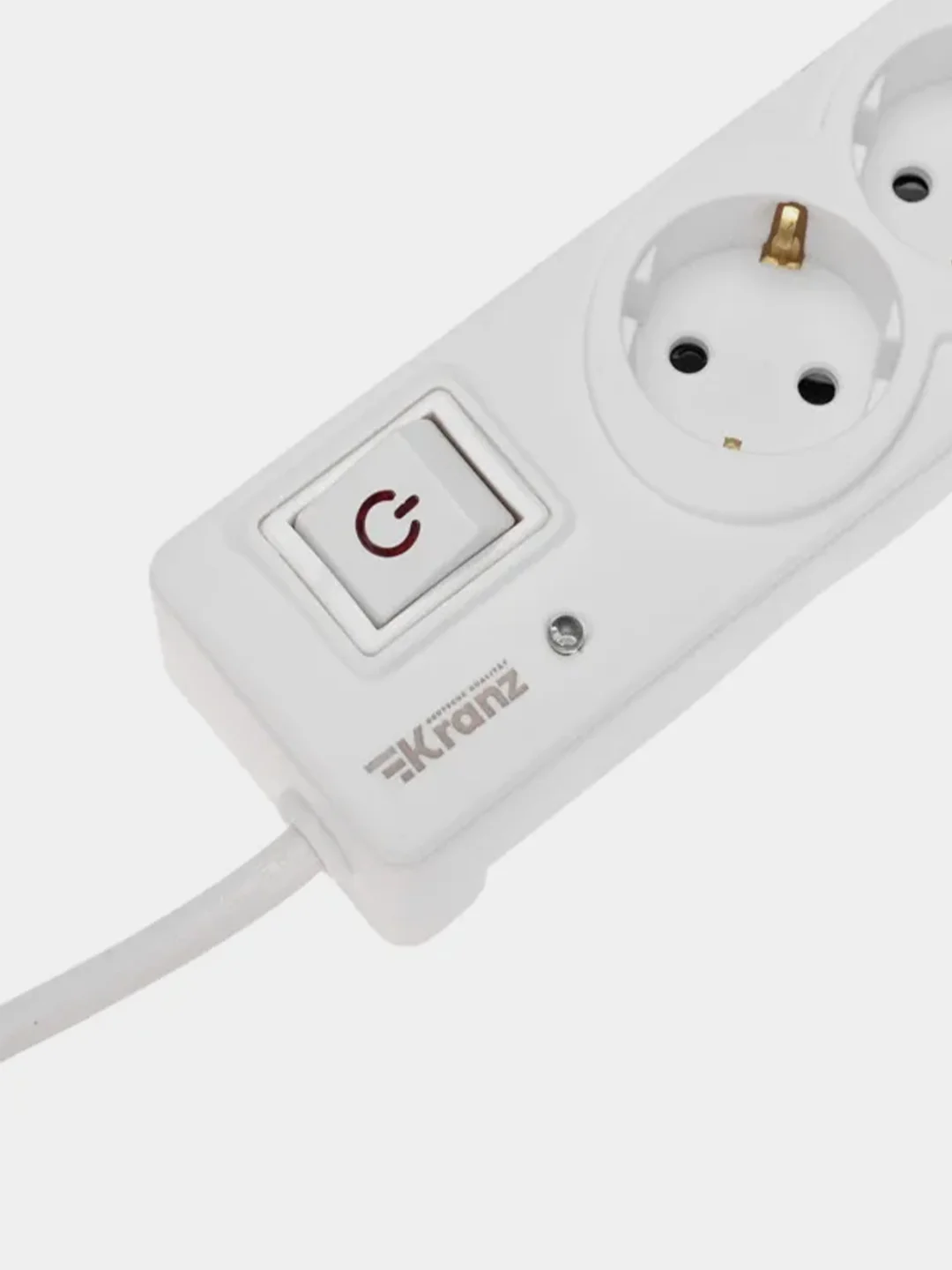 Фильтр сетевой KRANZ, 5 гнезд, 5 м, 3 х 1,5 мм, с автовыключением, 2 USB, белый