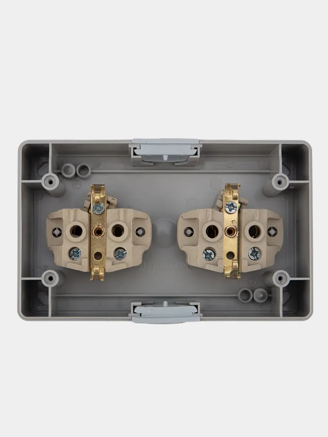 Блок горизонтальный 2 розетки KRANZ INDUSTRIAL, IP54, керамика, с заземлением, серый