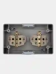 Блок горизонтальный 2 розетки KRANZ INDUSTRIAL, IP54, керамика, с заземлением, серый