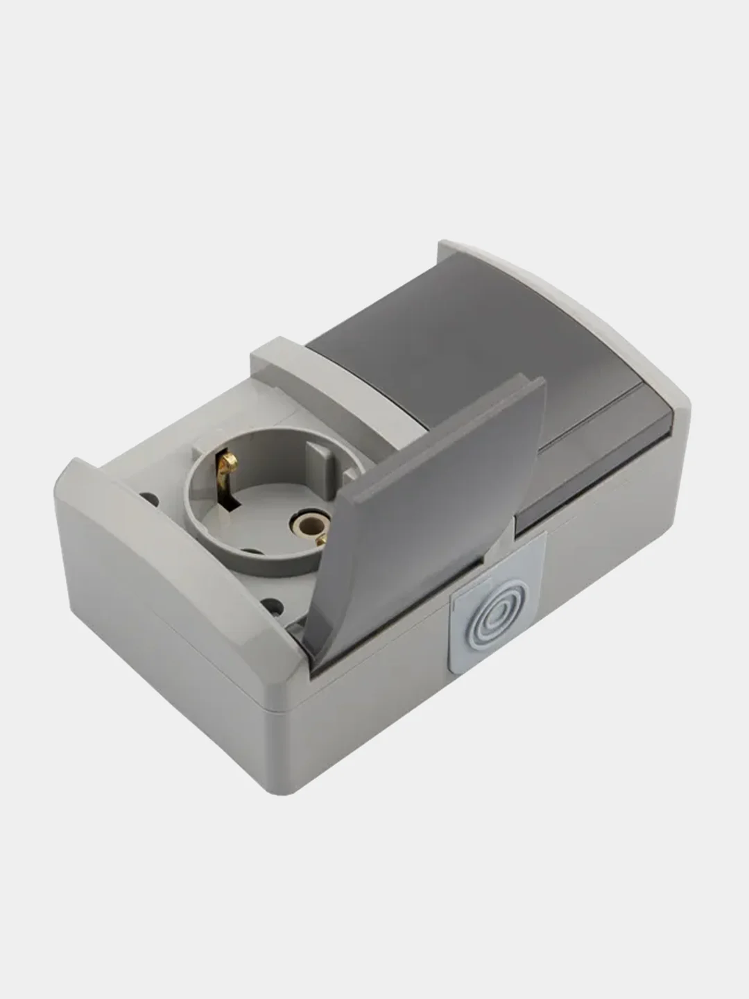 Блок горизонтальный 2 розетки KRANZ INDUSTRIAL, IP54, керамика, с заземлением, серый