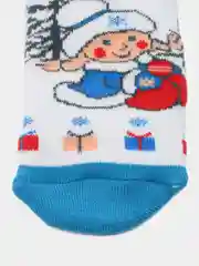 Голубой носки детские теплые с новогодним принтом