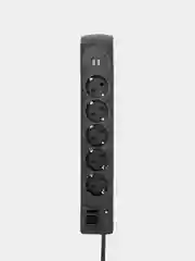 Фильтр сетевой KRANZ, 5 гнезд, 3 м, 3 х 1,5 мм, с автовыключением, 2 USB, черный