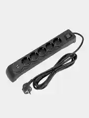 Фильтр сетевой KRANZ, 5 гнезд, 3 м, 3 х 1,5 мм, с автовыключением, 2 USB, черный