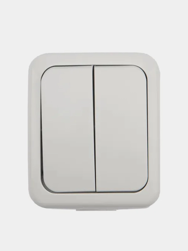 Выключатель двухклавишный KRANZ Mini OG OG, IP54, открытой установки, белый