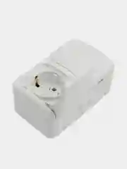 Блок горизонтальный 2 розетки KRANZ Mini OG, с заземлением, открытой установки, белый