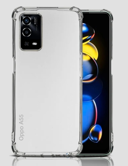 Чехол для OPPO A55 4G, с усиленными углами, силиконовый, прозрачный