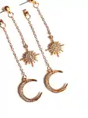 Серьги длинные съемные Луна и солнце