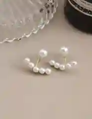 Серьги джекеты с жемчугом под золото