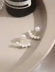 Серьги джекеты с жемчугом под золото