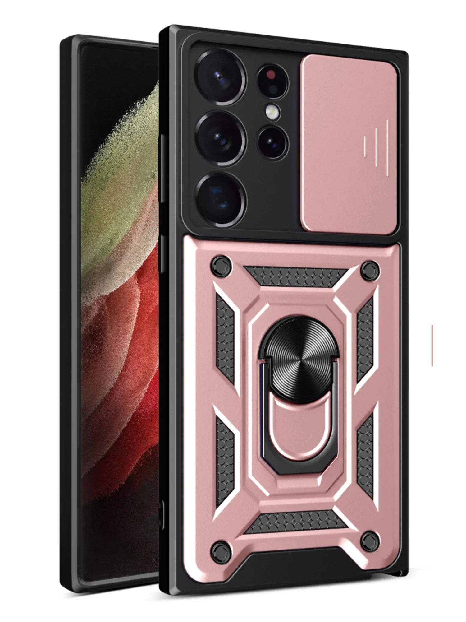 Розовый чехол противоударный armors для Samsung S23 Ultra / Самсунг S23 Ультра с защитой камеры