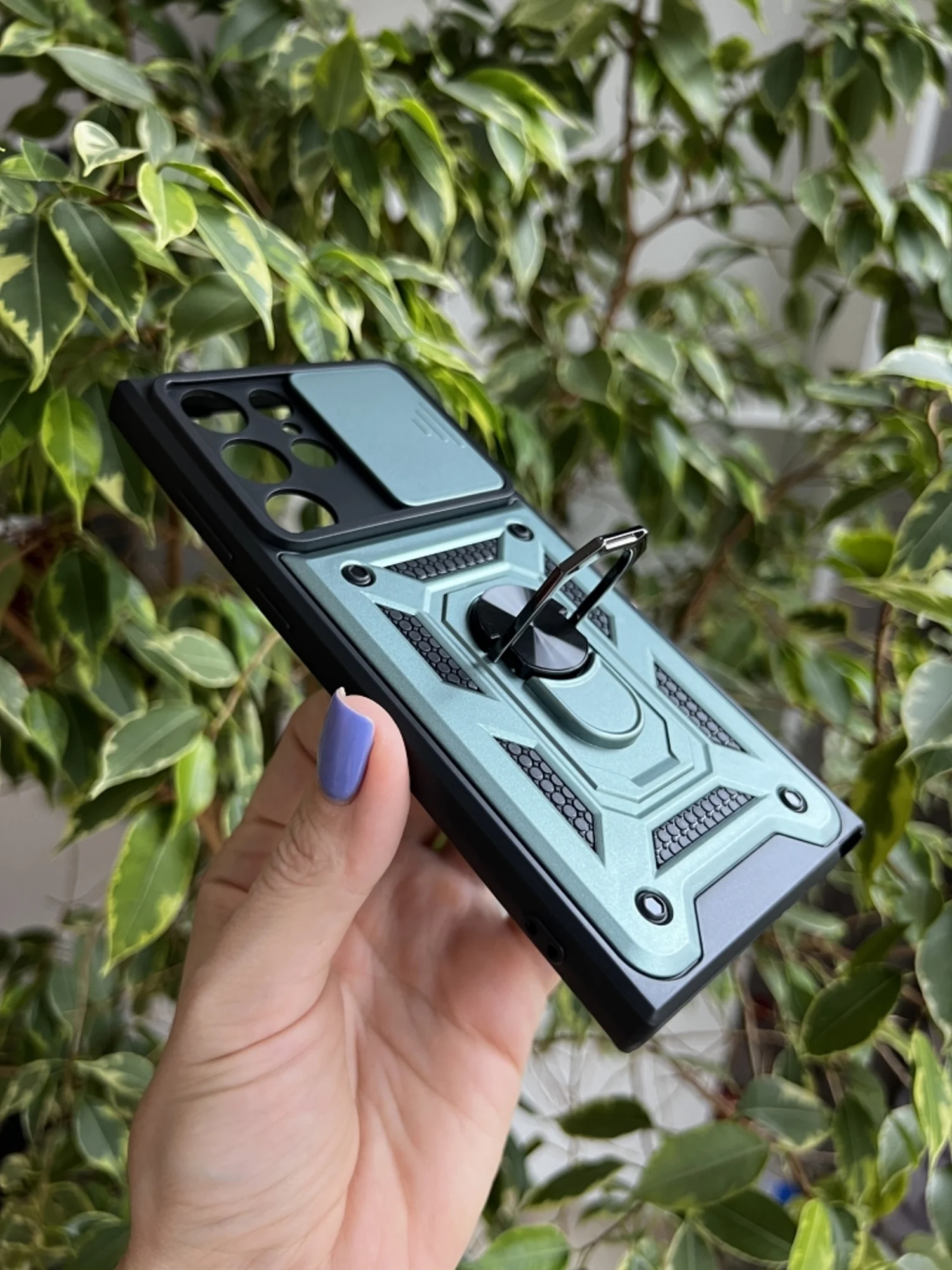 Зеленый чехол противоударный armors для Samsung S23 Ultra / Самсунг S23 Ультра с защитой камеры