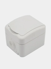 Розетка одноместная KRANZ Mini OG IP54, керамика, с заземлением, открытой установки, белая