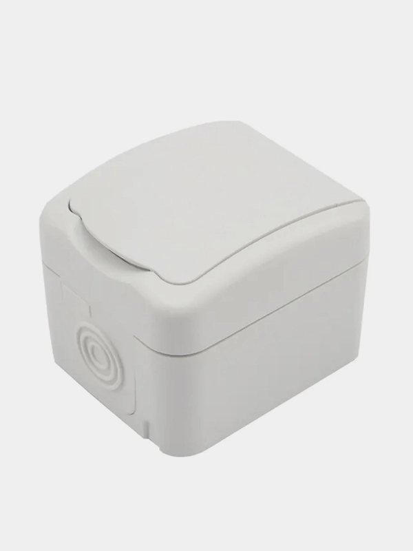 Розетка одноместная KRANZ Mini OG IP54, керамика, с заземлением, открытой установки, белая