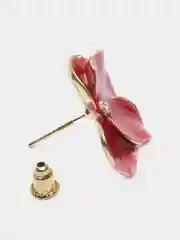 Серьги гвоздики пусеты, цветы розовые, эмаль, бижутерия
