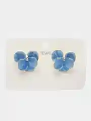 Серьги гвоздики, пусеты, цветы голубые, эмаль, бижутерия