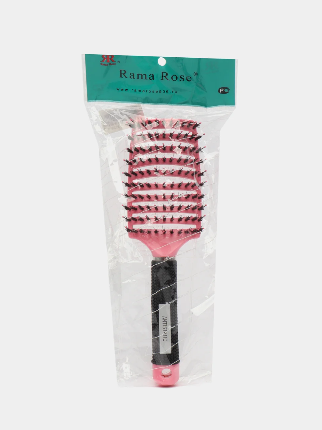 Розовый расческа массажная, антистатическая Rama Rose