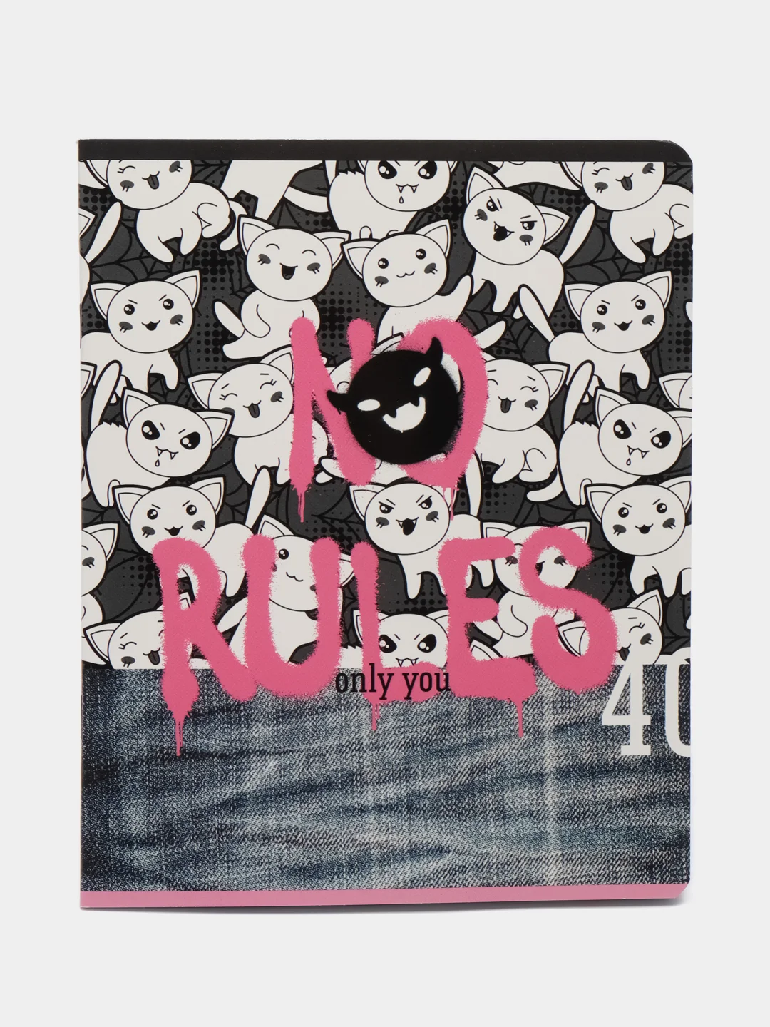 Черный тетрадь 40л., А5, клетка "No rules"