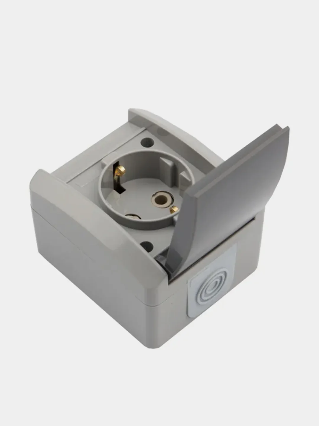 Розетка одноместная KRANZ INDUSTRIAL, IP54, с заземлением, открытой установки, серая