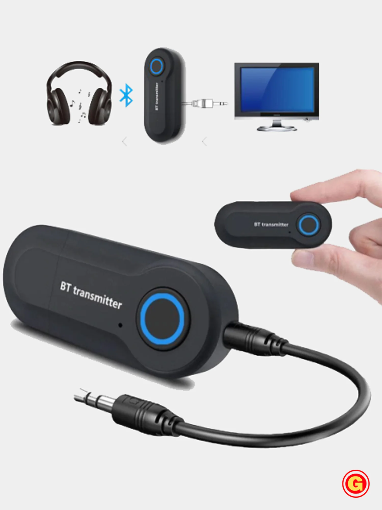 Черный 2-в-1 Беспроводной Bluetooth  аудио передатчик и приемник