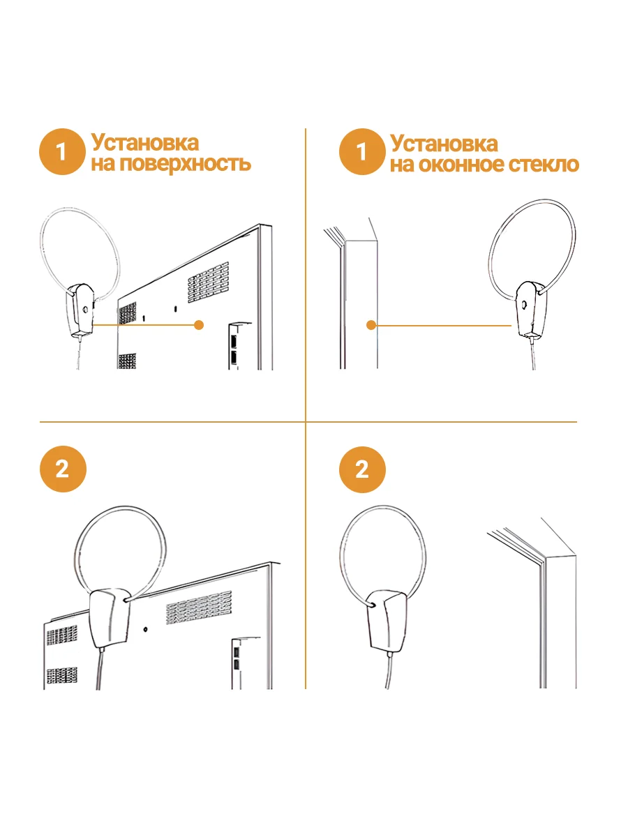 Антенна для цифрового ТВ, комнатная, активная Волжанка блоком 12В, 3 м, с присоской