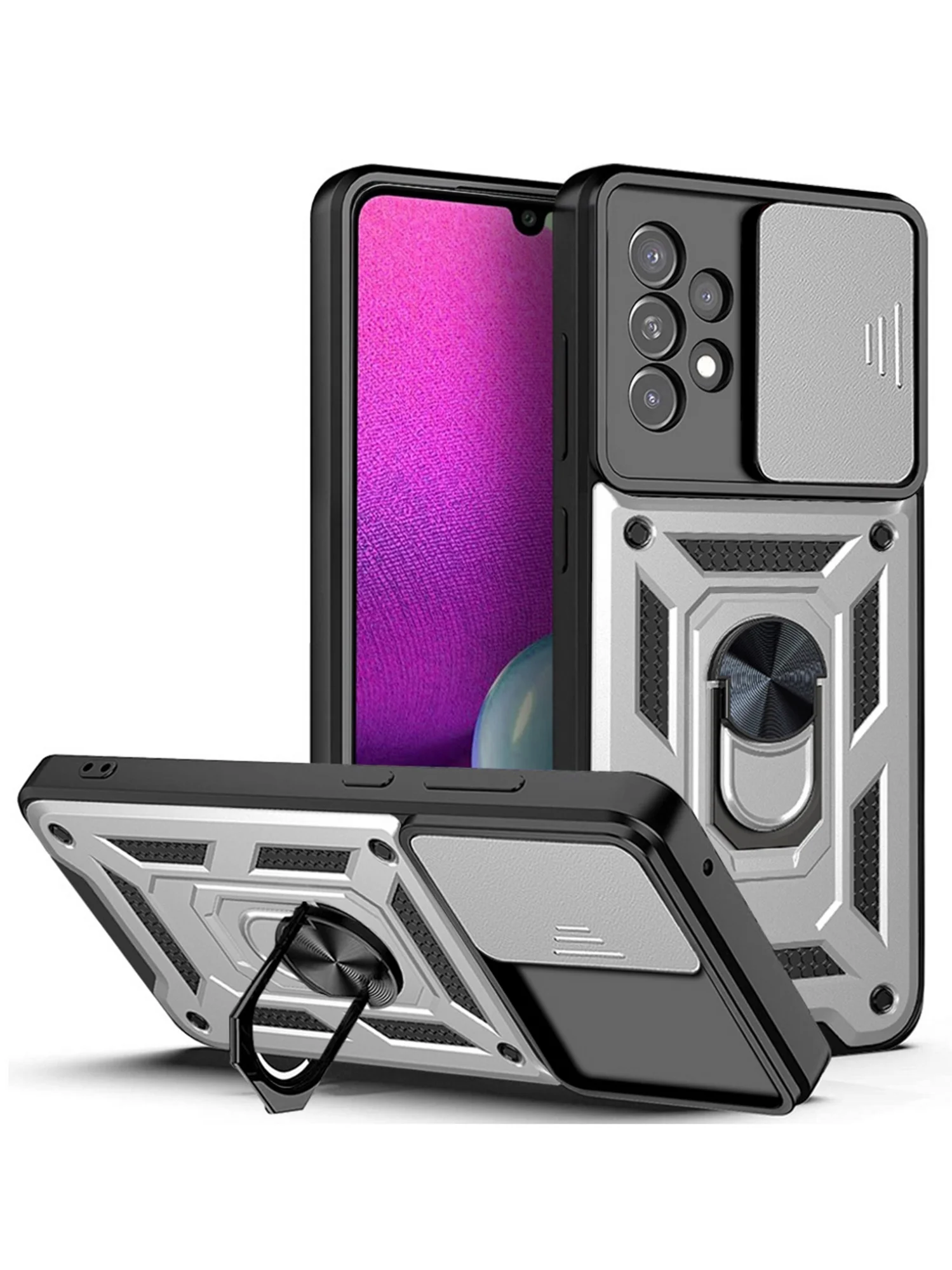 Серебряный чехол противоударный armors для Samsung A33 5G / Самсунг А33 5G с защитой камеры