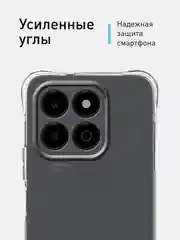 Прозрачный чехол для Honor X6b противоударный силиконовый ROSCO прозрачный с защитой камер, углами