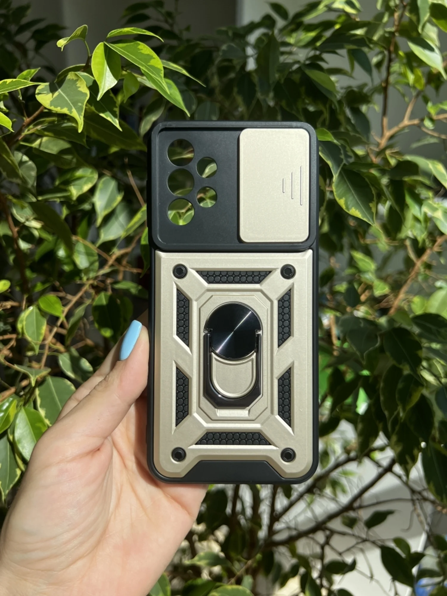 Золотой чехол противоударный armors для Samsung A23 4G / Самсунг А23 4G с защитой камеры