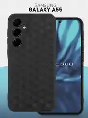 Розовый чехол "Соты" для Samsung Galaxy A55 5G силиконовый ROSCO матовый с бортиком- защитой камер