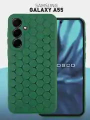 Розовый чехол "Соты" для Samsung Galaxy A55 5G силиконовый ROSCO матовый с бортиком- защитой камер