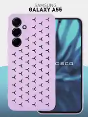 Розовый чехол "Соты" для Samsung Galaxy A55 5G силиконовый ROSCO матовый с бортиком- защитой камер
